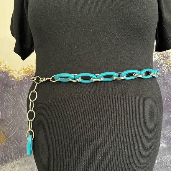 New York & Company Turquoise Link Chain Belt (NWT) - Picture 3 of 12